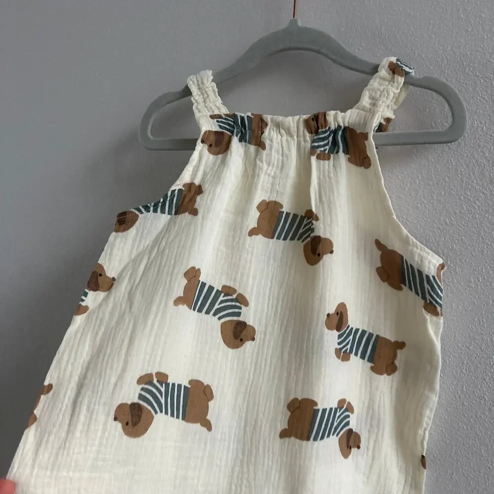 Baby Boy Dog Print cotton overall Size 12M